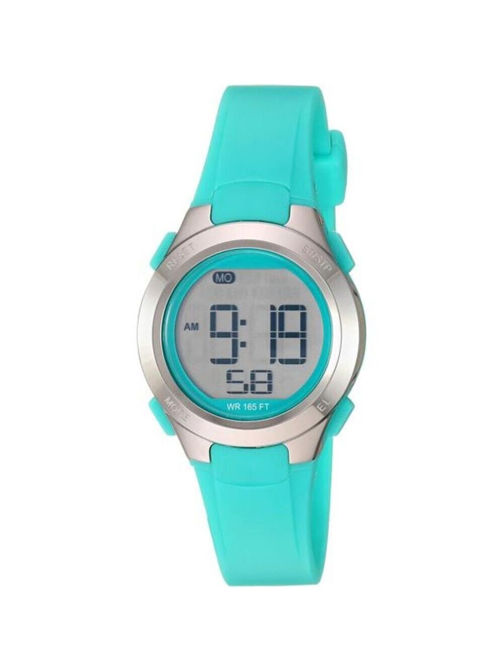 Womens Digital Watch Teal Resin Strap Chronograph Alarm Stopwatch Water Resistan